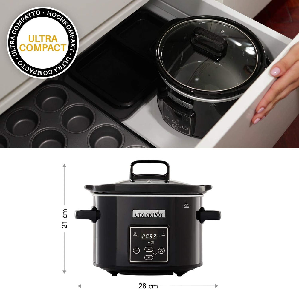 Slow cooker digital Crockpot, holde varm funktion, 2,4 liter (1-2 personer) Slow Cooker Naty Shop