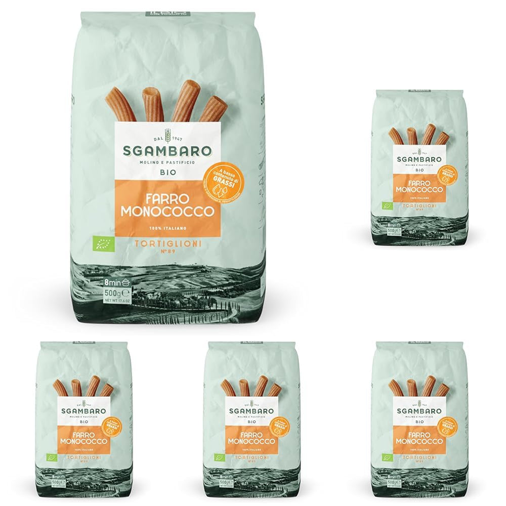 Økologisk Tortiglioni Pasta nr. 89 - 500g Fedtfattig hvedepasta – Lavt fedtindhold – Kilde til fibre og protein