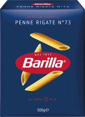 Pasta Barilla Classic Penne Rigate Nr. 73 fra højkvalitets hård hvede, altid al dente (1 x 500 g)