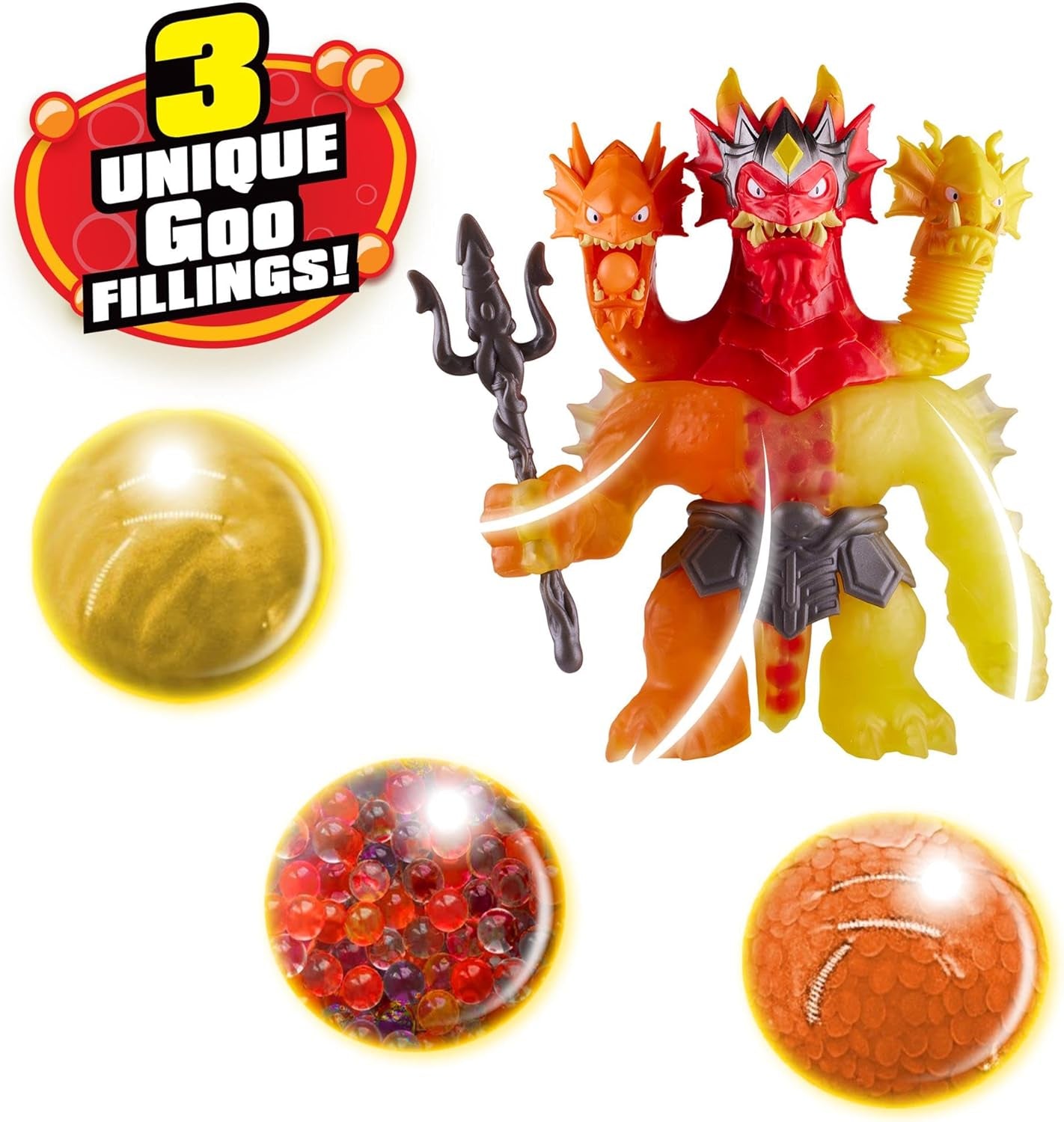 Heroes of Goo Jit Zu BANDAI CO42948 Figura de acțiune, cel mai puternic erou, regele Hydra are cu forțele sale de lavă furie în 25 cm, multicolor Action figures Naty Shop