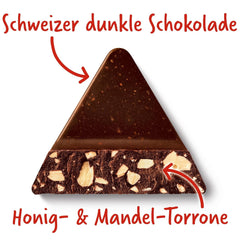 Toblerone Mørk 20 X 100 gram, Mørk schweizisk chokolade med honning og mandelnougat Naty Shop Chokoladebolcher