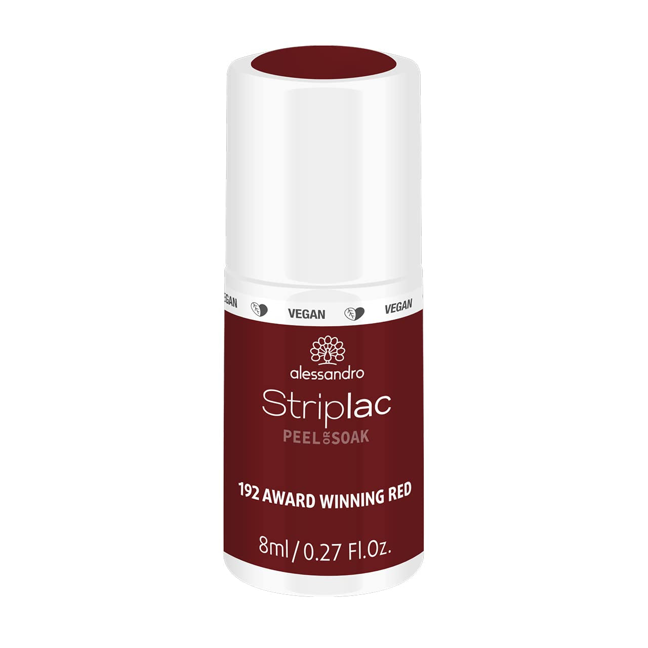 UV neglelak alessandro Striplac Elegant Ruby - Delikat og langtidsholdbar - Nem fjernelse takket være peel-off fjernelsesteknologi - Vegansk og grusomhedsfri - 8 ml