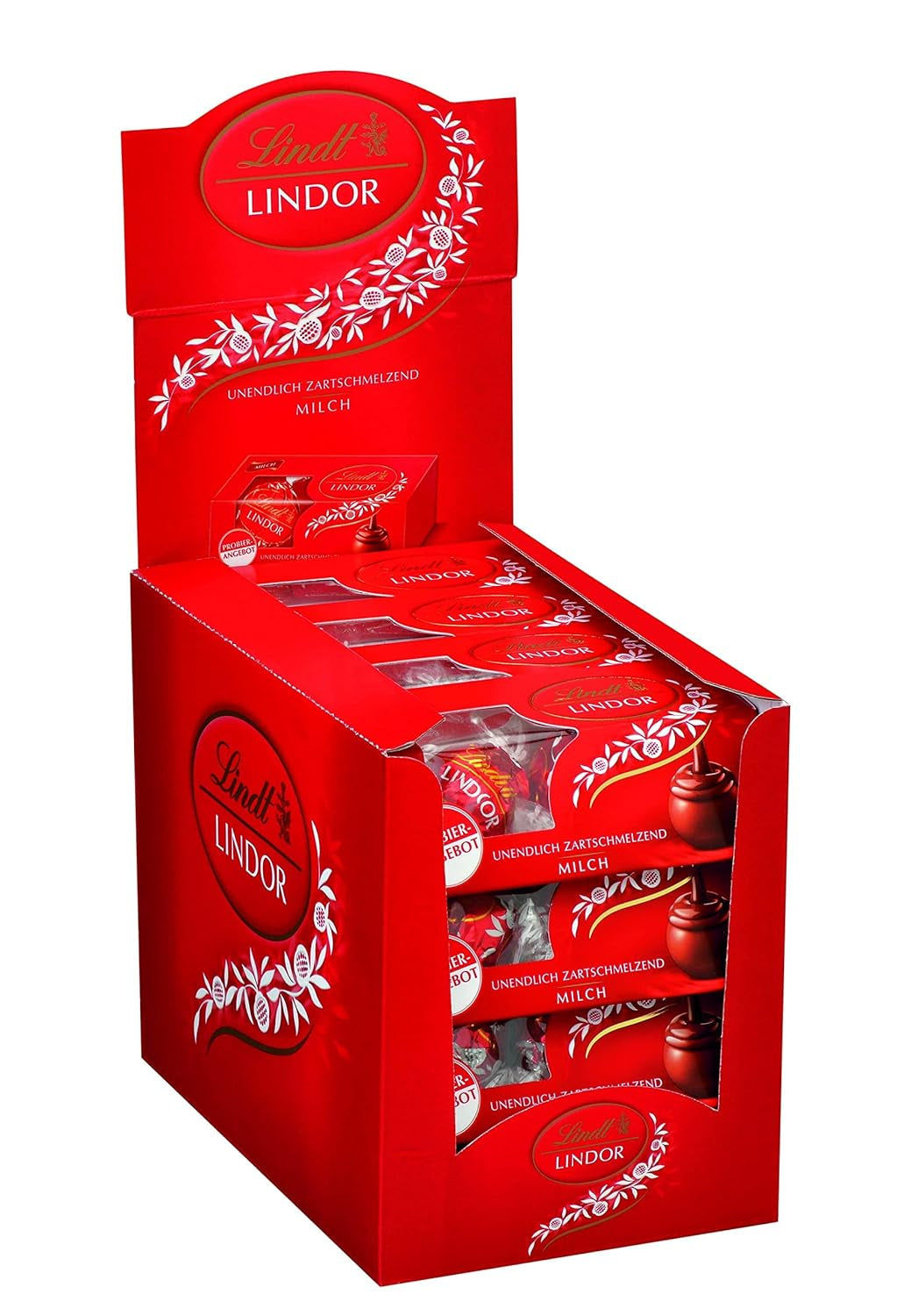 Lindt Chokolade LINDOR, Skranke | 1718 g | Ca. 138 trøfler i varianterne Mælk, Sort 70%, Halvbrun, Stracciatella, Hvid, Pistacie | Chokolade gavesæt | Gavechokolade | Bulk pakke