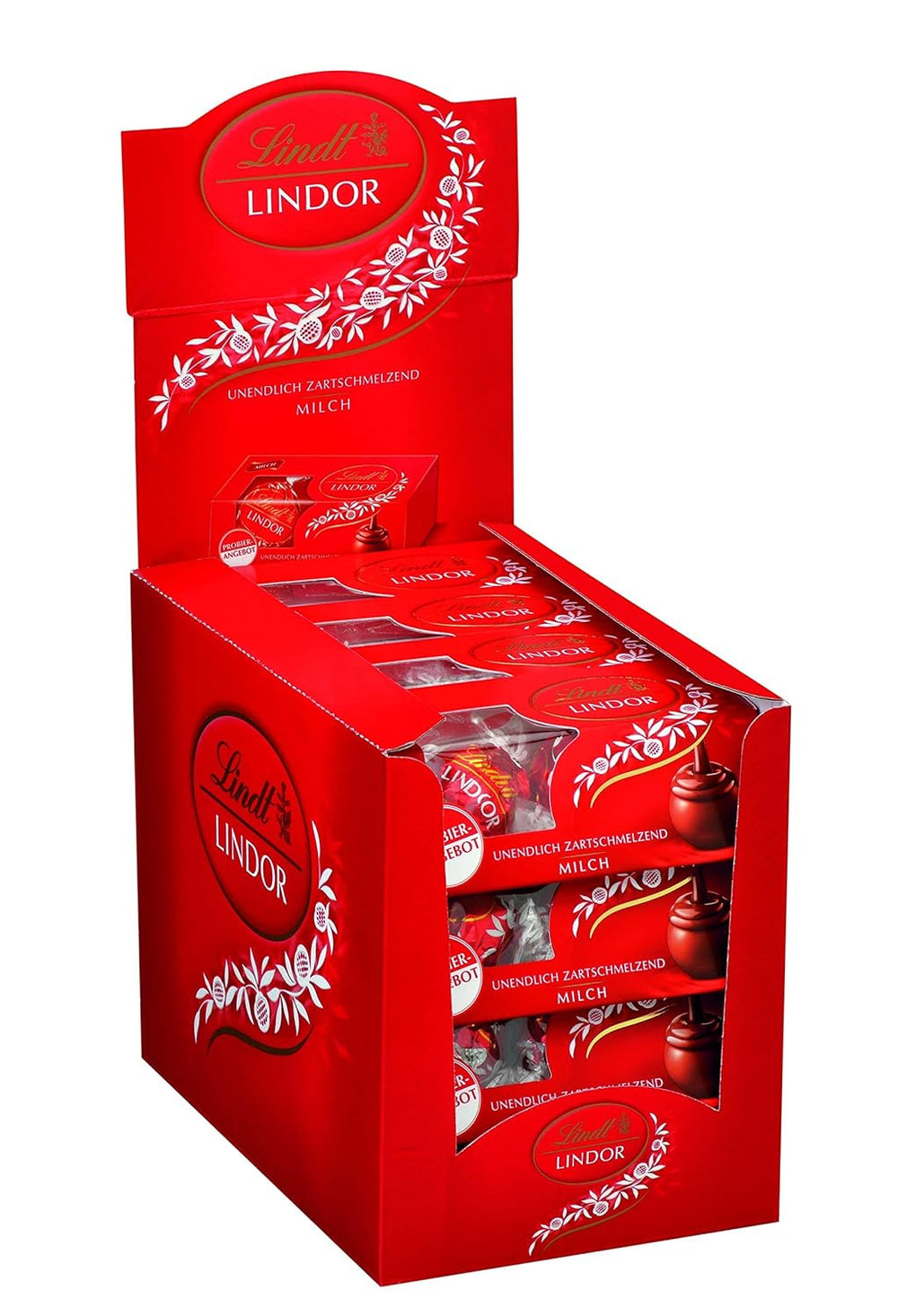 Lindt Chokolade LINDOR, Skranke | 1718 g | Ca. 138 trøfler i varianterne Mælk, Sort 70%, Halvbrun, Stracciatella, Hvid, Pistacie | Chokolade gavesæt | Gavechokolade | Bulk pakke