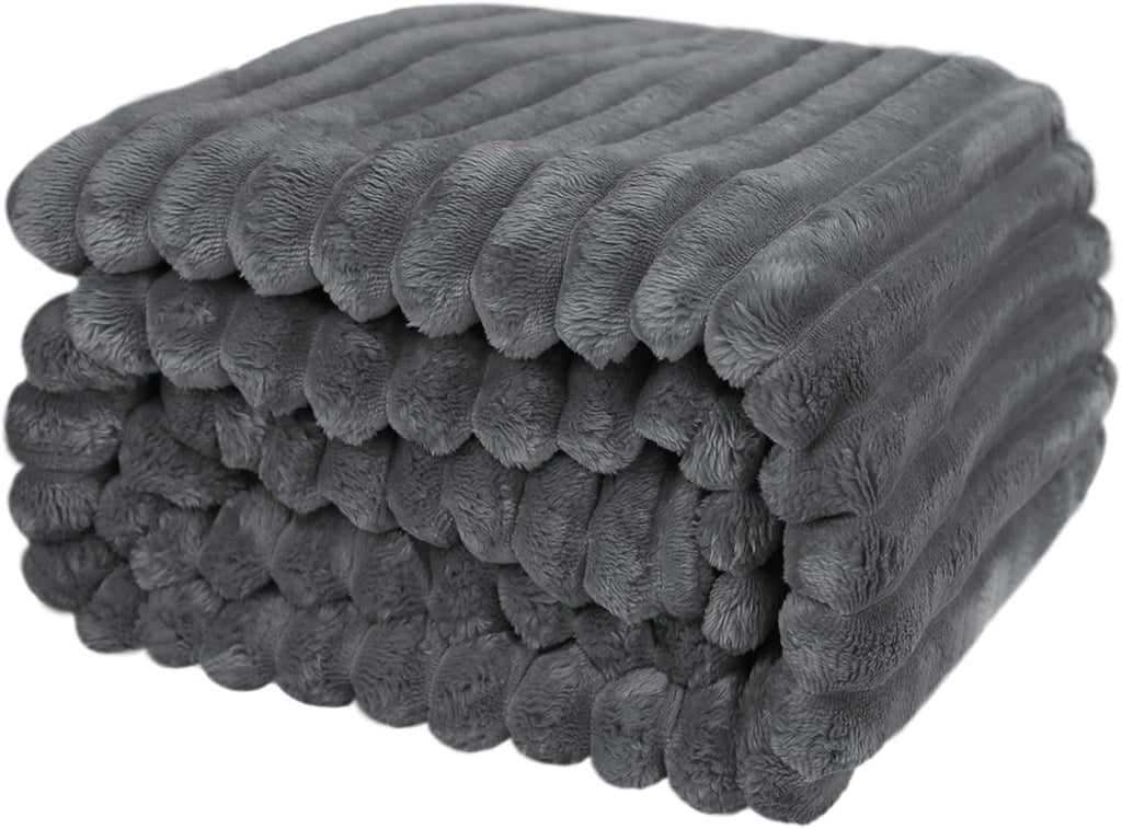 Pătură confortabilă 200X230 Cm - Pătură caldă și pufoasă pentru cuvertură de pat și canapea Pătură pentru mamă, femei și iubită (bej, 200X230Cm) Paturi si Cuverturi KEAYOO Gri închis 150X200Cm