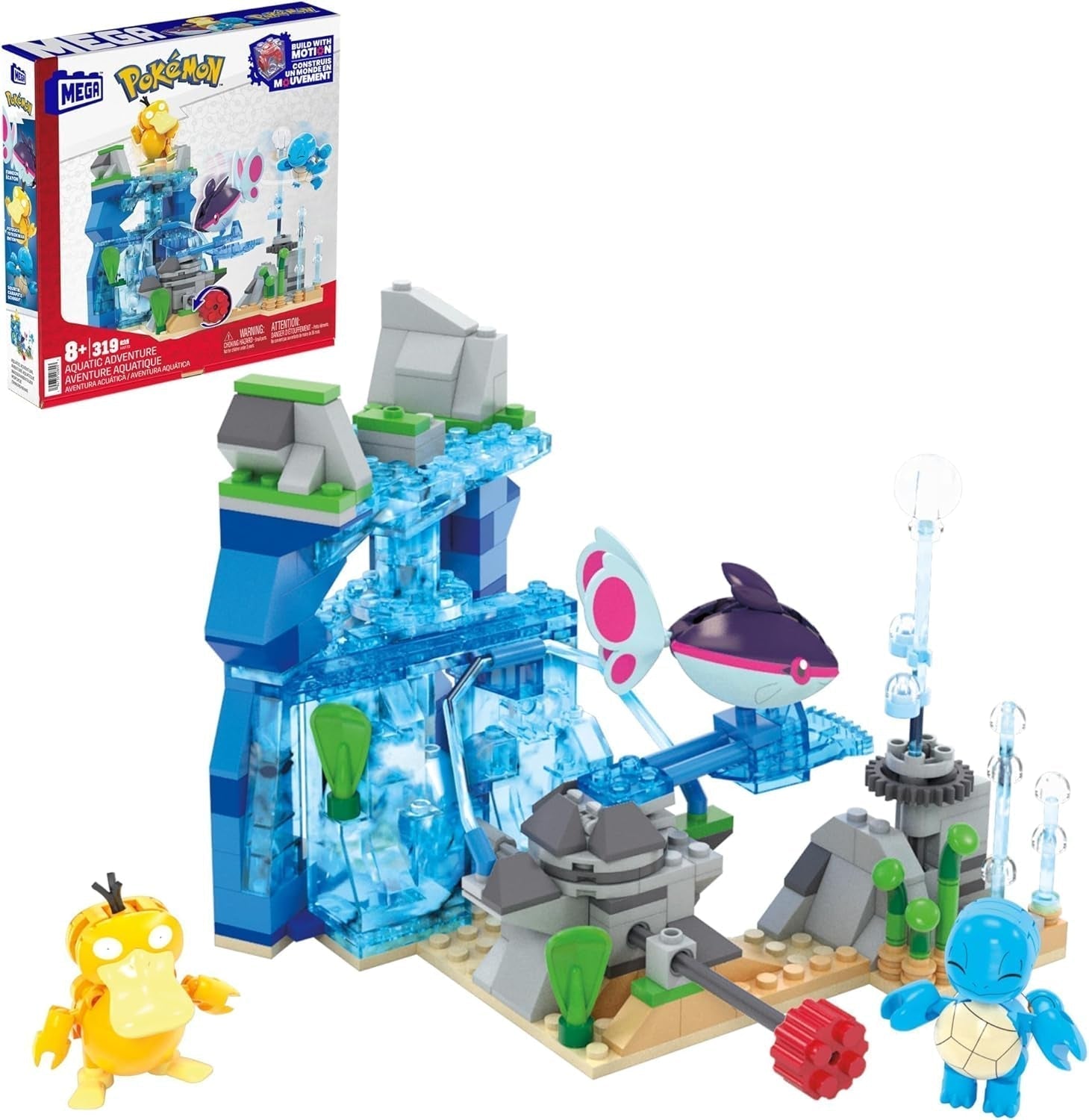 MEGA Pokémon actionfigur byggelegetøj, 1101 stykker træningsarena, kampspil og 5 bevægelige figurer til børn, HWR82 actionfigurer Naty Shop Water Adventure