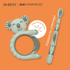 Periuță de dinți pentru copii - Dr.BEST Baby Starter Set: Inel de dentiție și periuță de dinți de antrenament pentru bebeluși cu vârsta cuprinsă între 3 și 12 luni, dezvoltată cu experți stomatologi pediatrici, 1 bucată