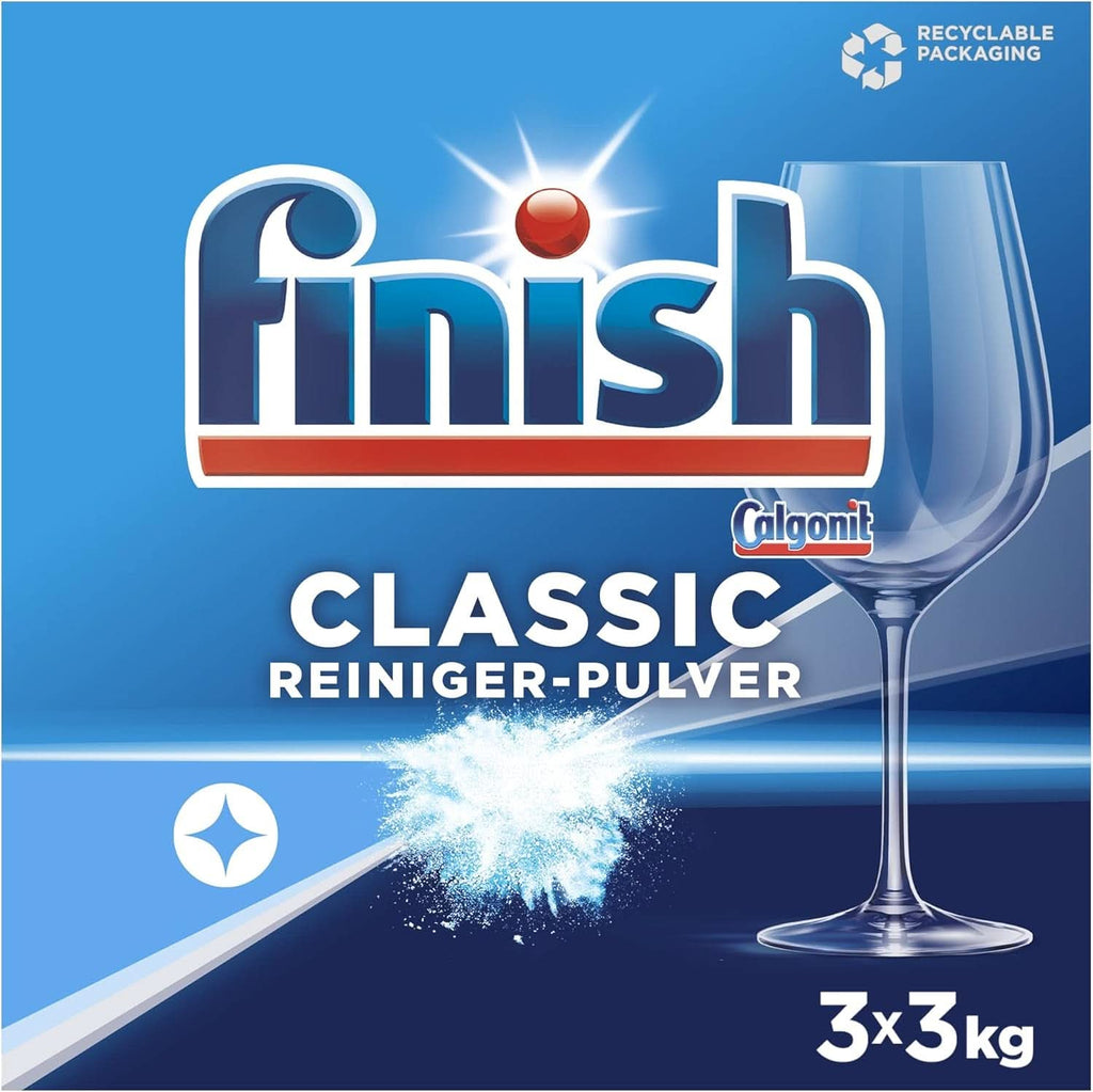 Detergent pudră Finish Classic, fără fosfați - pentru un rezultat strălucitor la spălarea vaselor Detergenti Bucatarie Naty Shop 3 x 3 Kg