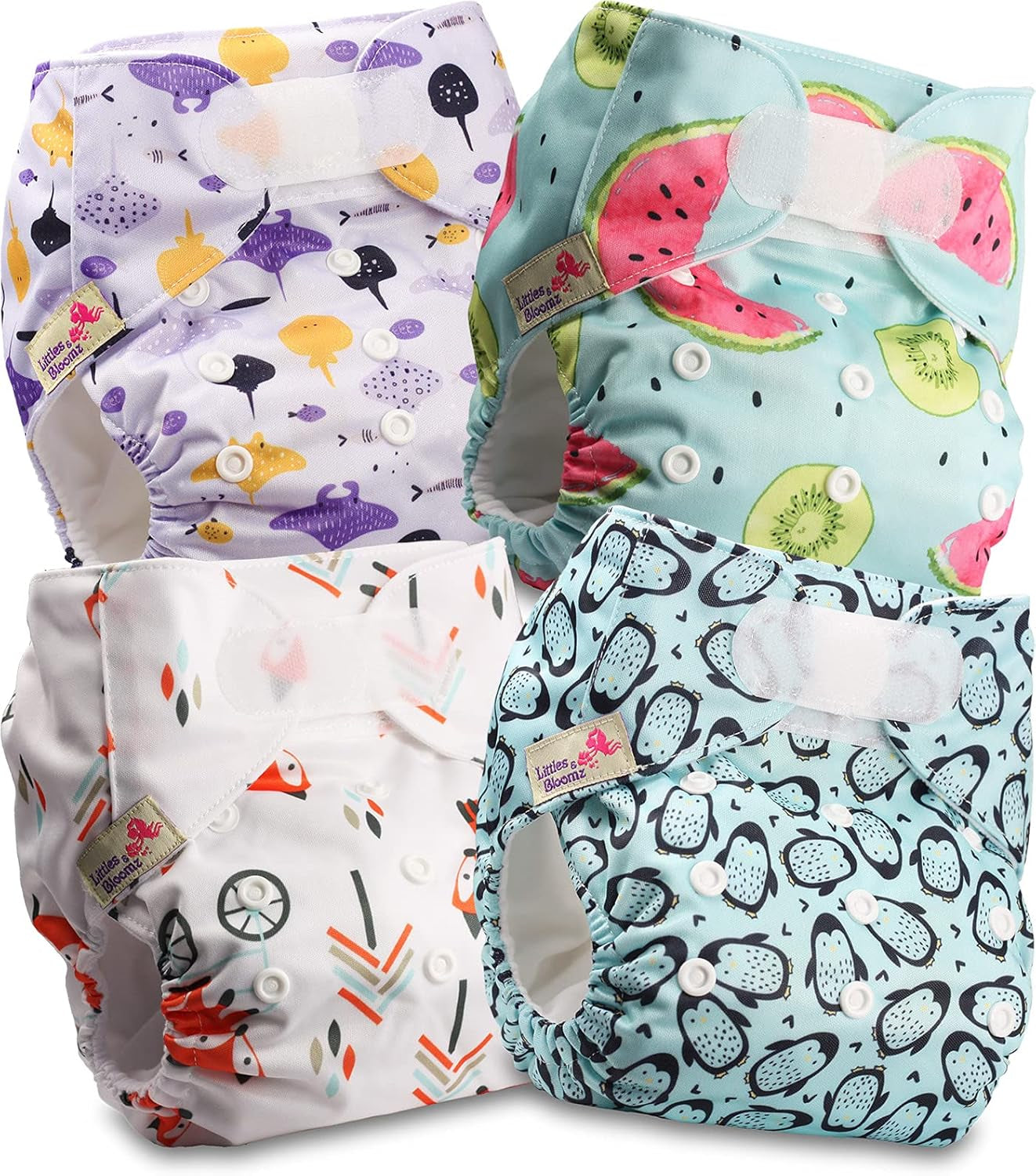 Littles og Bloomz genanvendelig ble FLV2-0602, standard krog og løkke lukning, 6 bleer