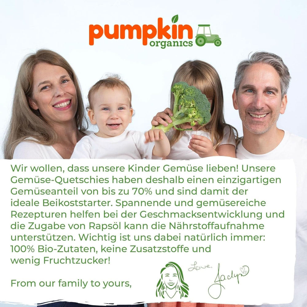Pumpkin Organics 24Pack, økologisk vegetabilsk puré, uden tilsat sukker, til babyer fra 6 måneder, 24 x 100 gram Mor og Barn Naty Shop