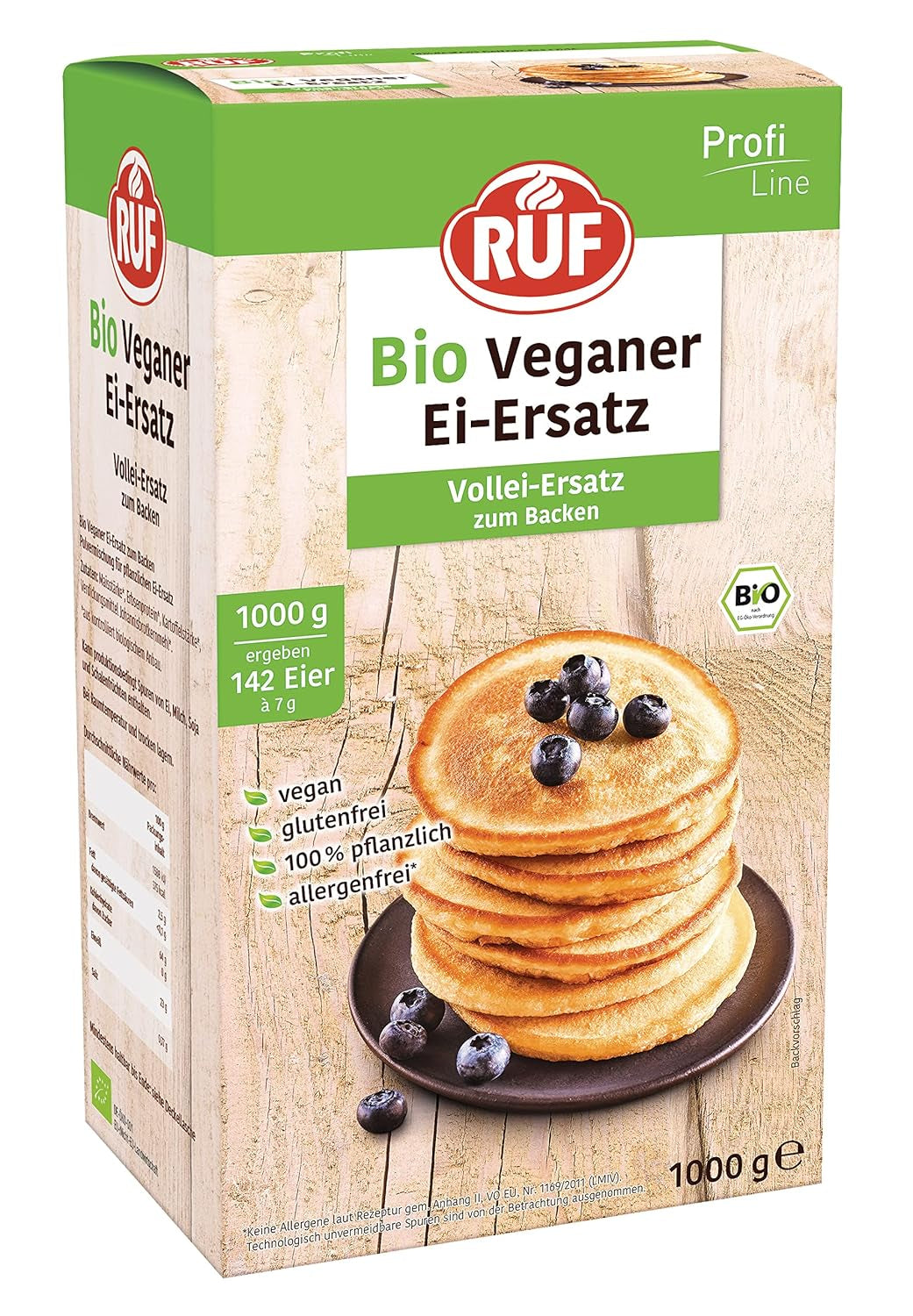 RUF Bio Vegan Æg Erstatning, 100% plantebaseret Vollei-Ersatz, Æg Erstatning-Pulver til bagning, madlavning, Panieren & til desserter, svarende til 4 æg