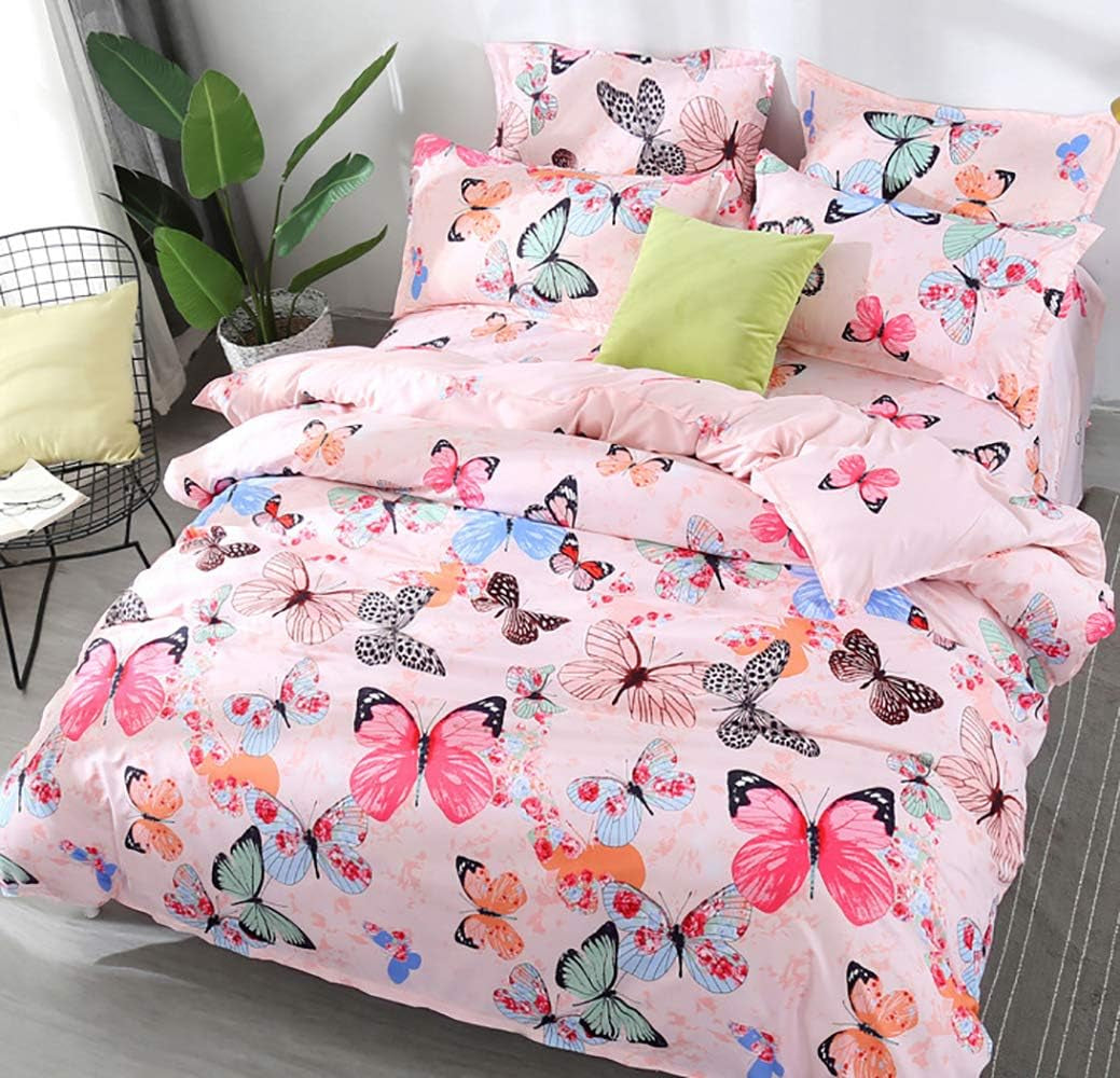 Ashanlan Mädchen Rosa Bettwäsche Schmetterling 135 X 200 Kinderbettwäsche Pink Bunt Butterfly 100% Mikrofaser Kinder Bettbezug Mit Kissenbezug 80X80 Naty Shop Schmetterling 135X200 + 80X80 Cm