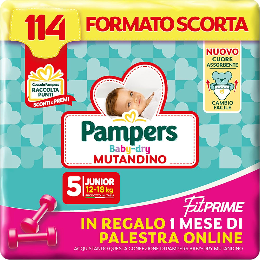 Pampers Baby Dry Pants og Fit Prime Maxi bleer, str. 138, str. 4 (8-15 kg), 1 måned gratis online i fitnesscenteret