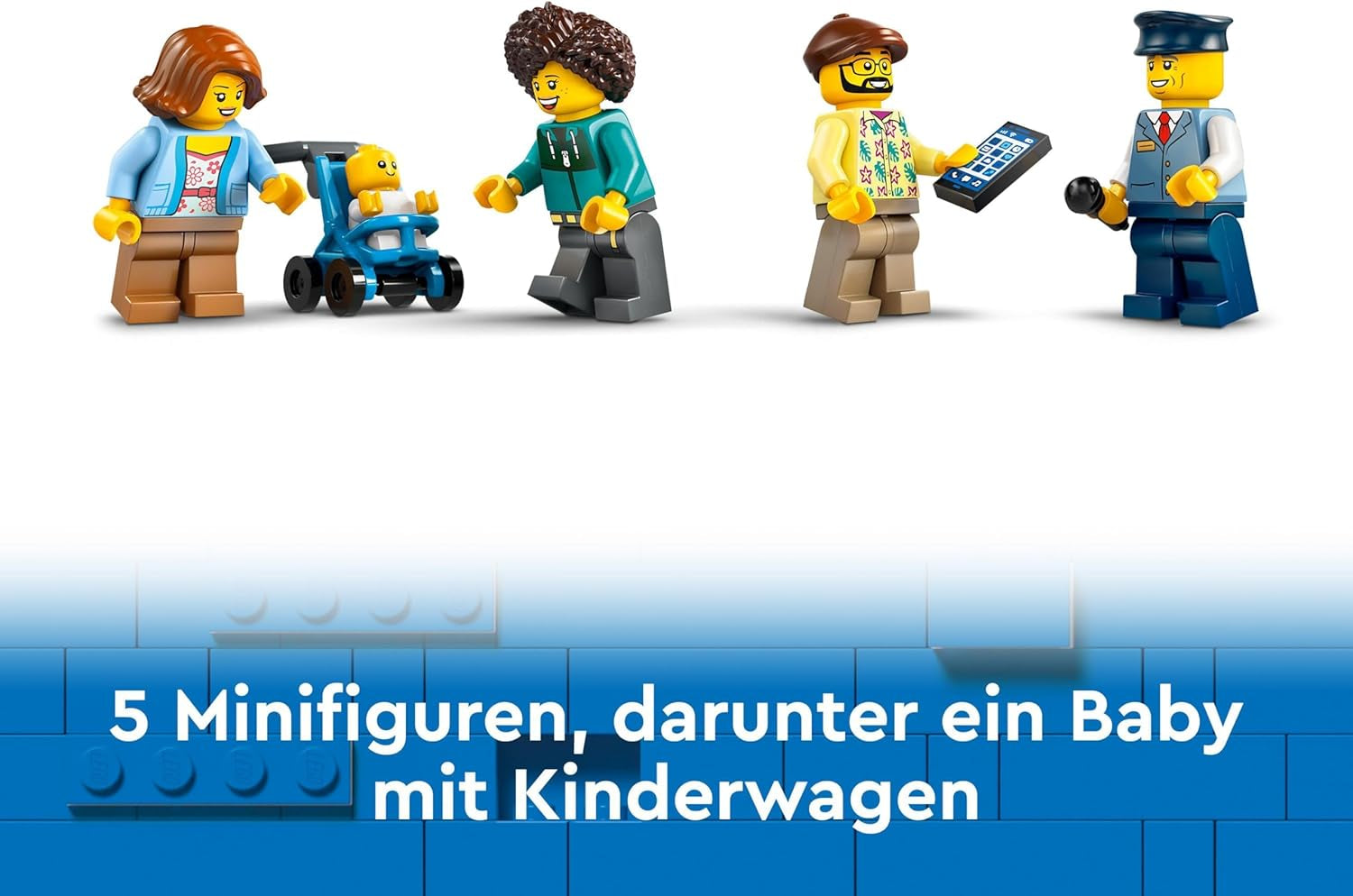 LEGO City dobbeltdækkerbus, dobbeltdækker legetøjsbus, køretøjssæt til piger og drenge fra 7 år, indeholder 5 figurer, inklusive en baby i barnevogn 60407 Byggesæt Besuche den LEGO-Store