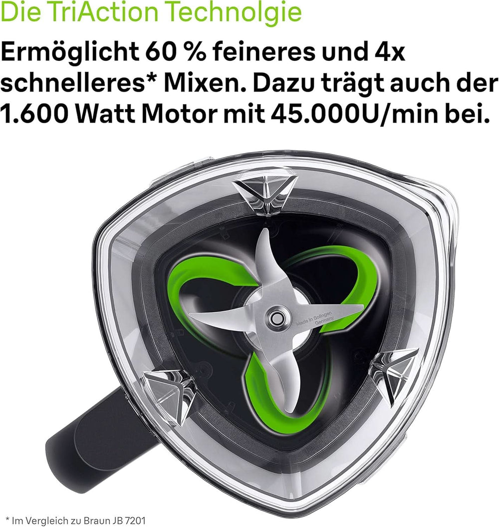 Braun Hochleistungsmixer Powerblend 9 JB9040 – Standmixer Mit Glas-Mixkrug, 18 Mixprogram, 10 Geschwindigkeiten + Pulsefunktion, Heiße Suppen Funktion, Reinigungsprogramm, Stampfer, 1600 W, Schwarz Kitchen Naty Shop