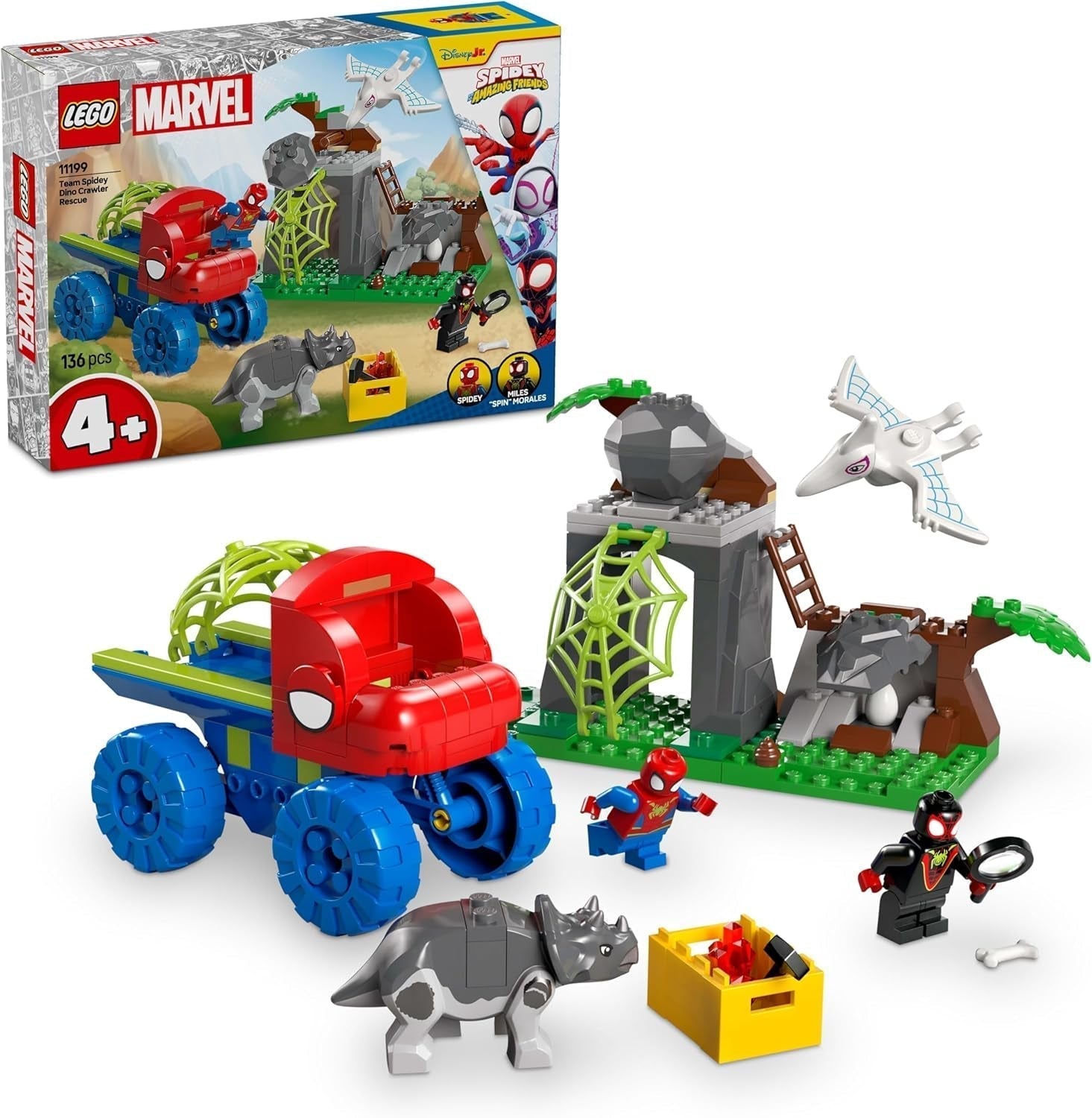 LEGO Marvel Spideys team på en redningsmission i Dino Truck Bygbare Superhelte-billegetøjseventyrsæt til børn 4+ Spidey og hans supervenner 11199 byggesæt Besuche den LEGO-Store Standardtitel