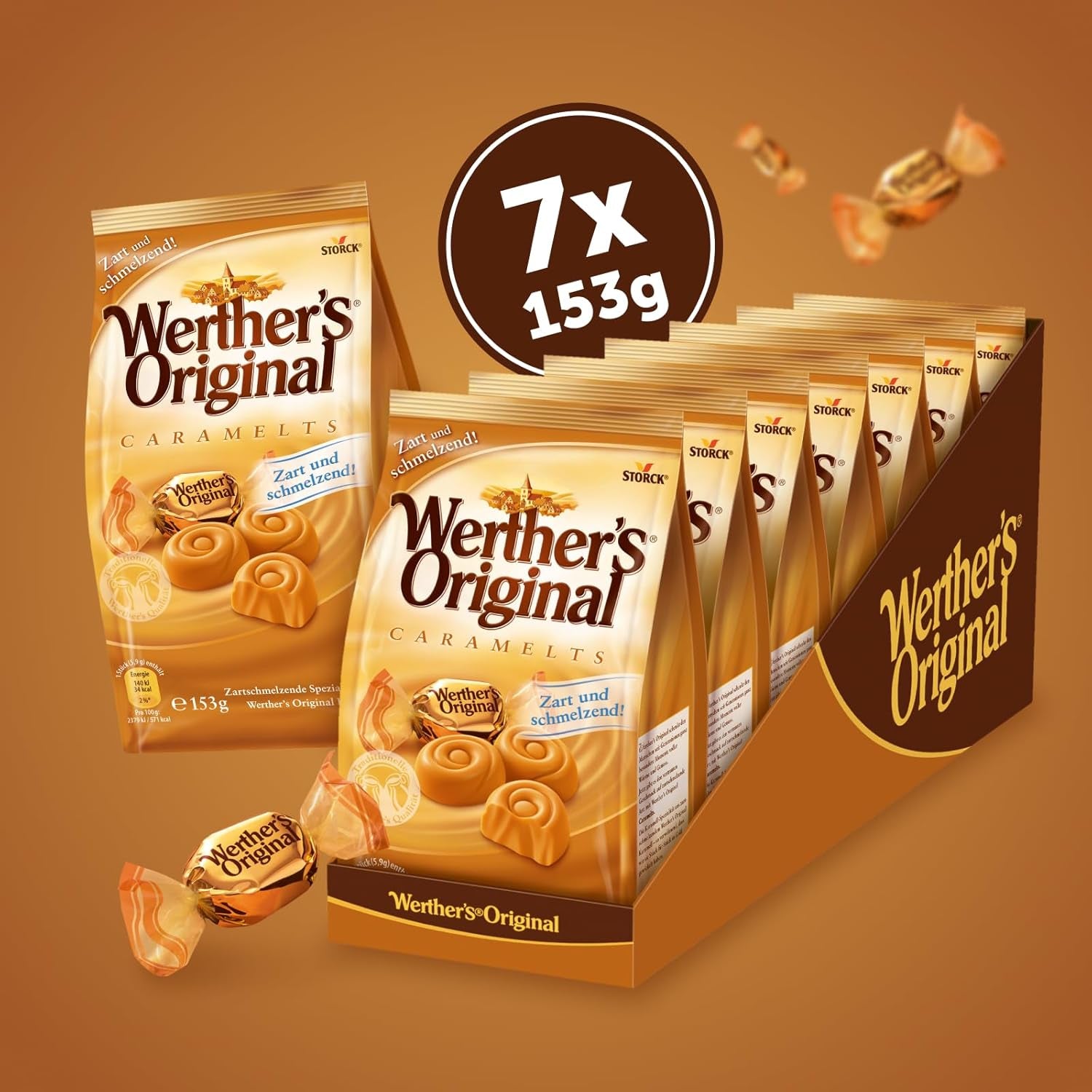 Karameller – 2 x 7 x 153 g (14 x 153 g) – Karamelliseret slik, der smelter i munden