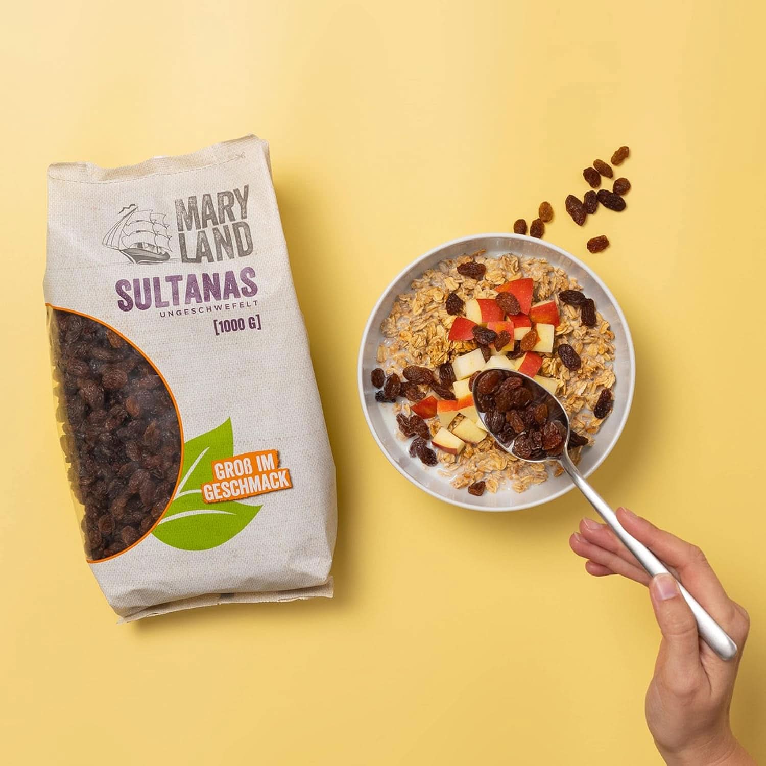 Maryland Sultanas, Tørrede rosiner, naturligt søde, uden tilsat sukker - ingen konserveringsmidler, 1 Kg Dehydrerede produkter Naty Shop