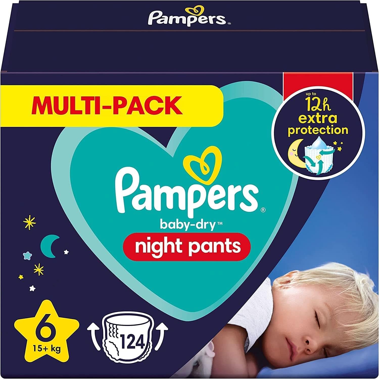 Pampers Night Nappies Pants, pantalonii pentru scutece oferă protecție suplimentară pentru întreaga noapte Mama si Copilul Naty Shop 6 (124 bucati) Clasic