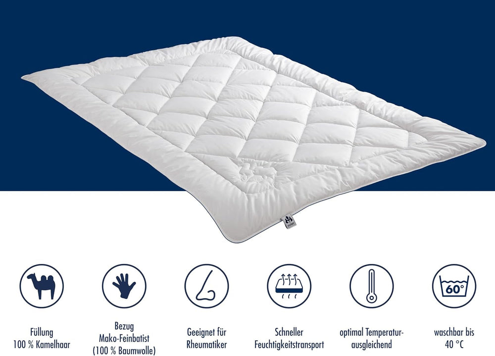 Irisette kameldyne - Made in Germany - Mono, quilt til alle årstider, kamelhårsdyne til overgang, 155 X 220 Cm, Oeko-Tex certificeret Dyner og dyner Naty Shop