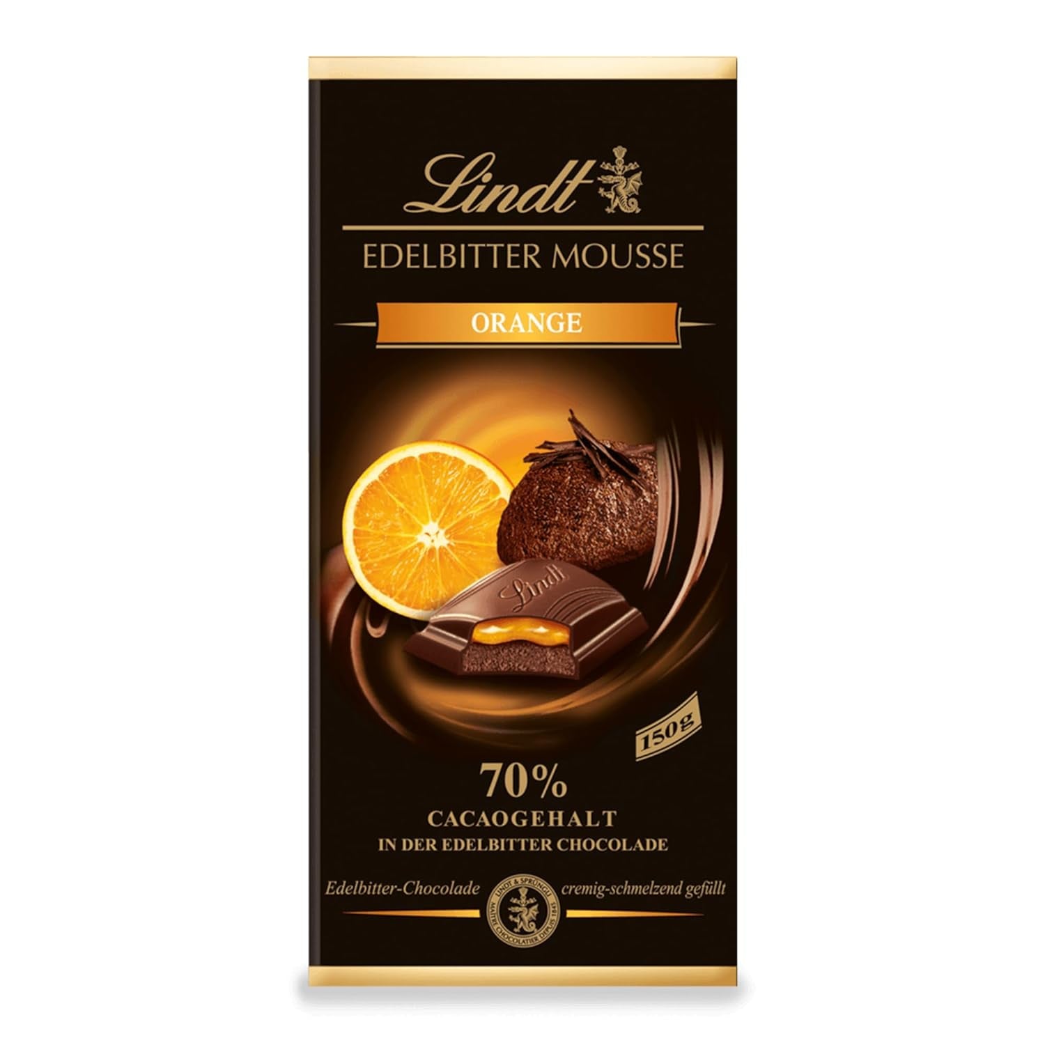 Lindt mørk chokolademousse med chili og kirsebær | Bar 150g | Med 70% kakaoindhold og mørk chokolademoussefyld og kirsebær chili | Chokoladebar | Mørk chokolade