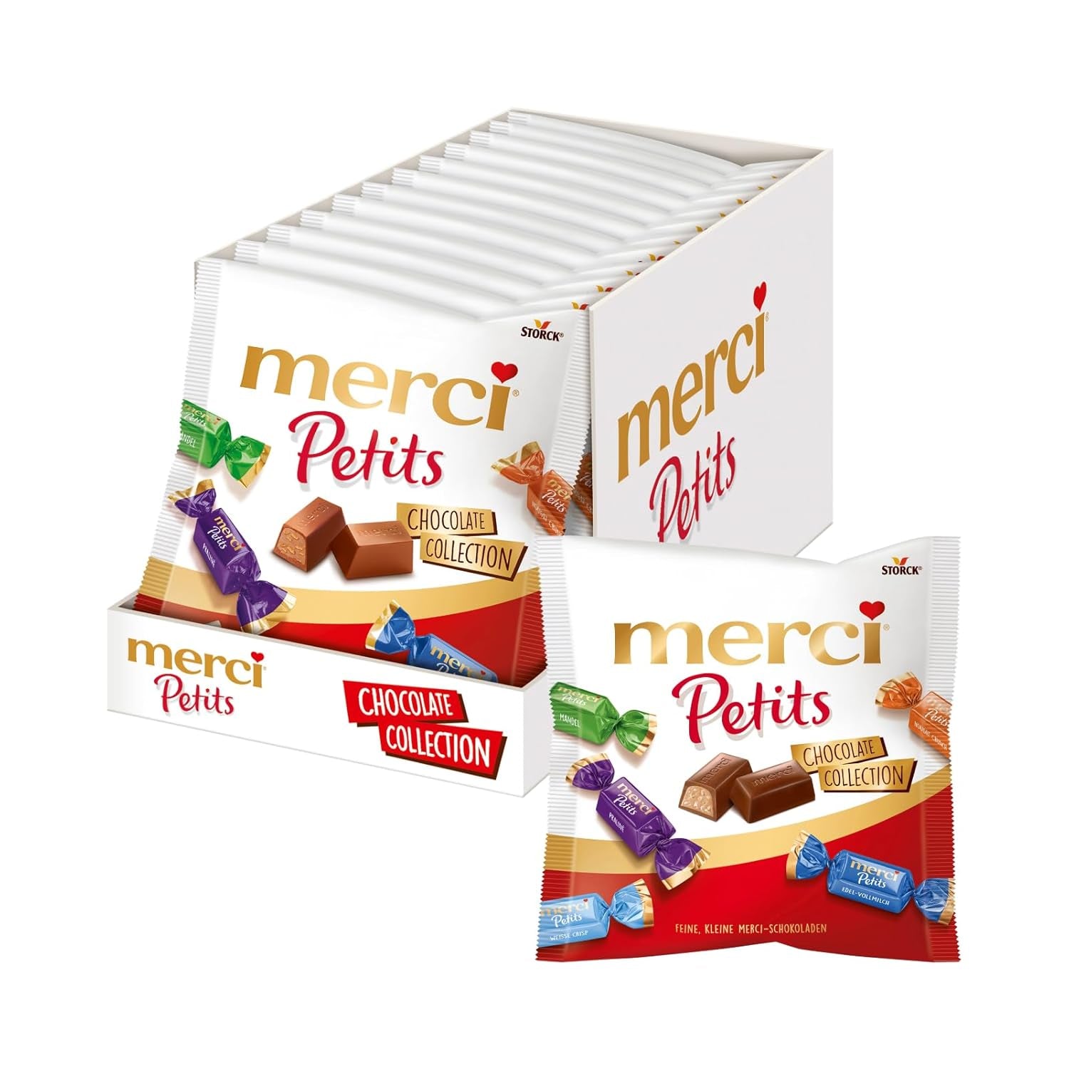 Merci Petits kaffecreme - 12 x 125 g - Små hvide chokoladepraliner på fin chokolade med kaffecreme - individuelt indpakkede chokoladepraliner