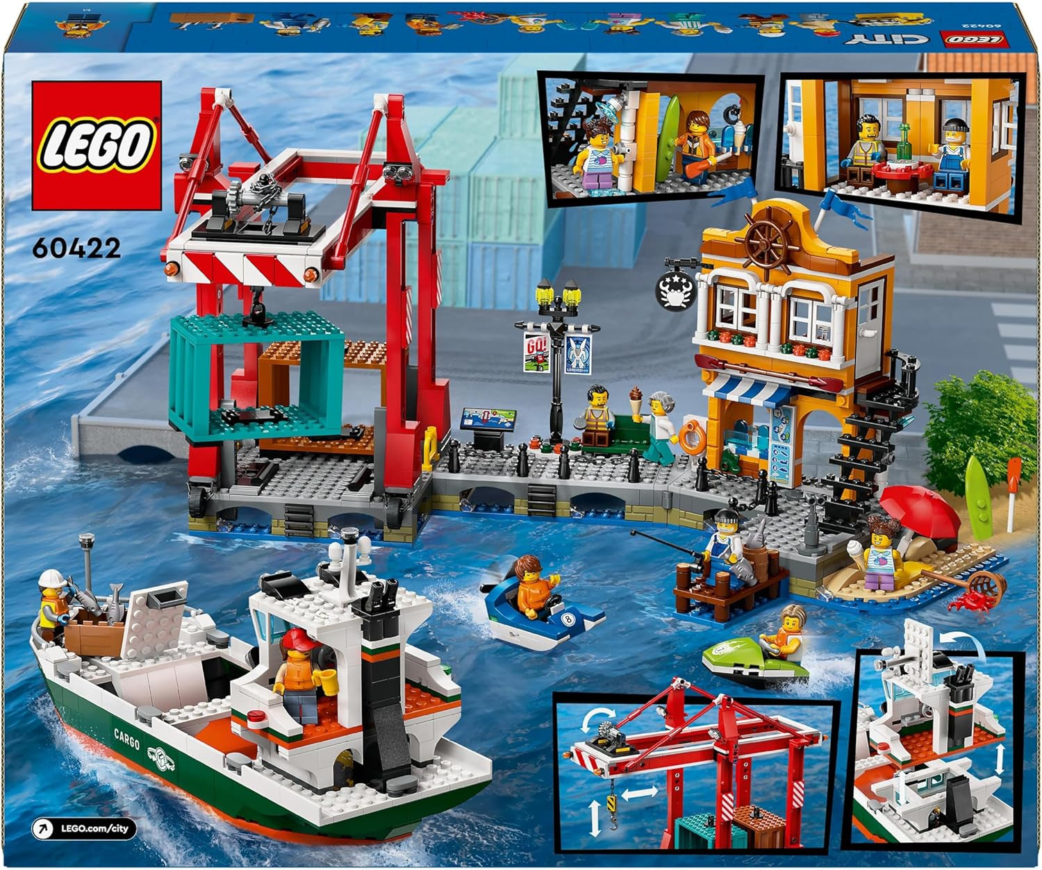 LEGO City havn med fragtskib, byggelegetøj til drenge og piger fra 8 år, gaveide til børn, containerkran, legetøjsskib og 8 minifigurer 60422 Byggesæt Besuche den LEGO-Store
