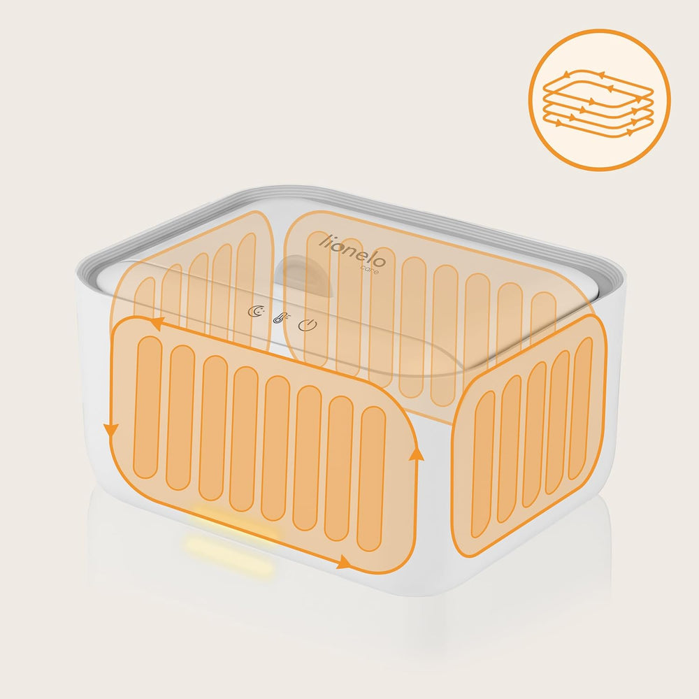 Lionelo BABYBLISS 20W Varmer til vådservietter og små håndklæder, 20W til babyer, indbygget natlys, 3 varmeindstillinger, touchpanel, holder servietterne fugtige