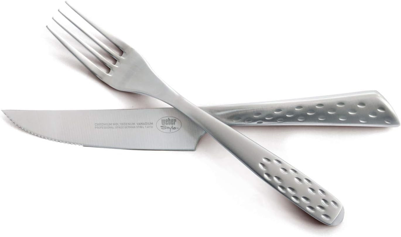 Weber Deluxe Steak Sæt, 6 dele, Monobloc design rustfrit stål, ekstra skarpt, ergonomisk håndtag Kitchen Naty Shop