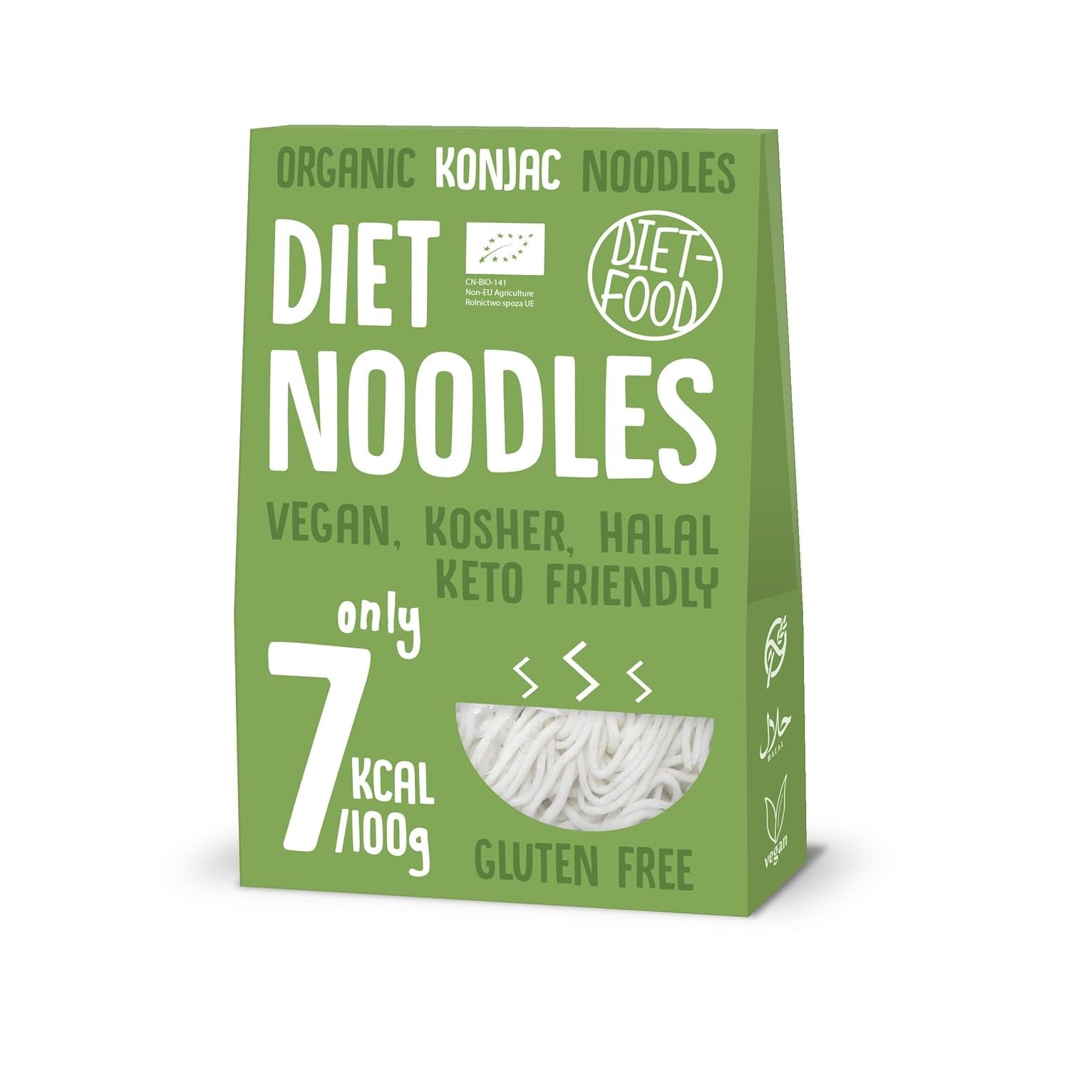 DIET-MAD Økologisk Shirataki Konjac Instant Rice, Low Carb, Low Calorie, Vegan, Fedtfri, Sojafri, Glutenfri, Keto-venlig, Slankende, 300 gram