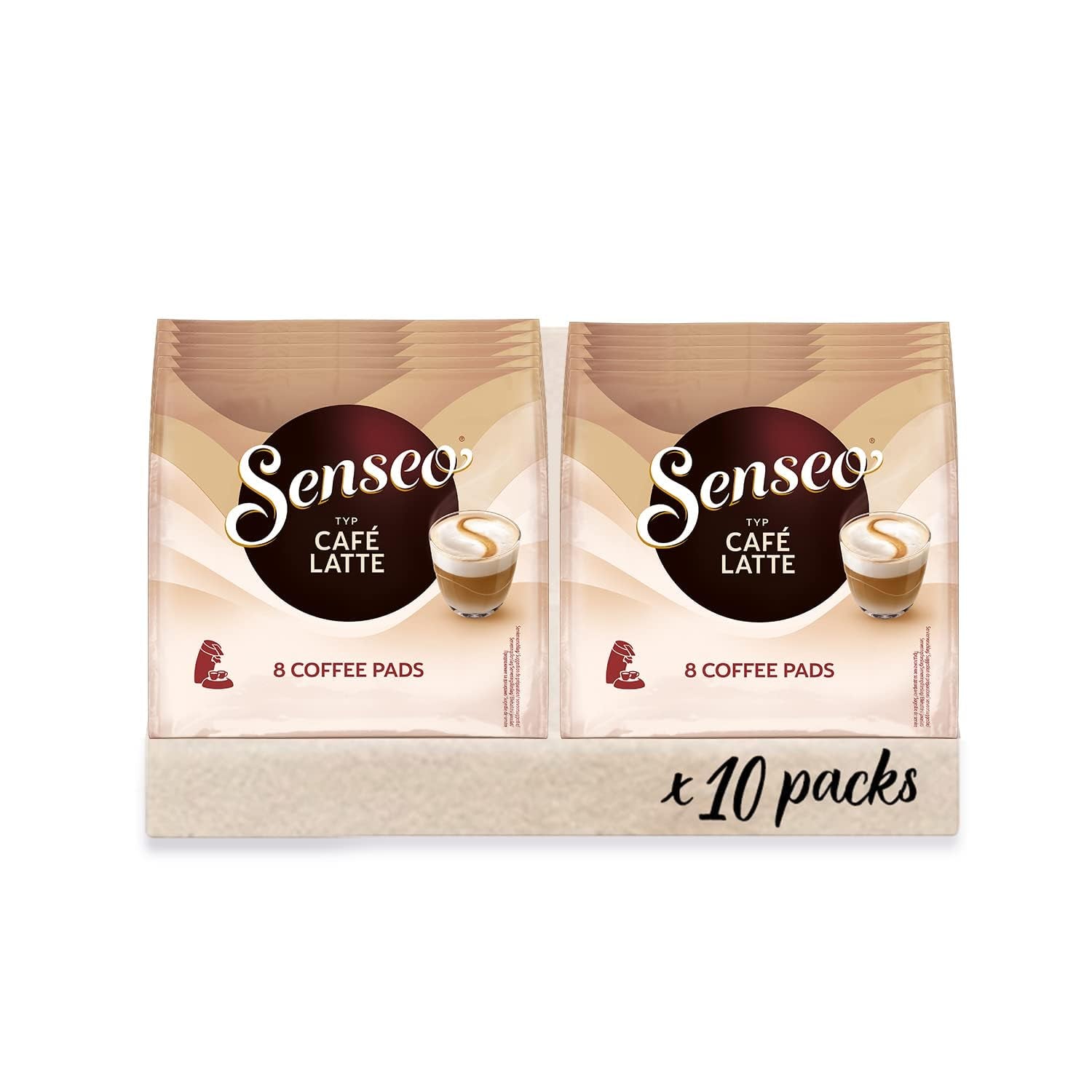 Senseo Pads Café Latte, 10 x 8 Getränke, 80 Kaffee Pos, iklusive Senseo Pad Dose