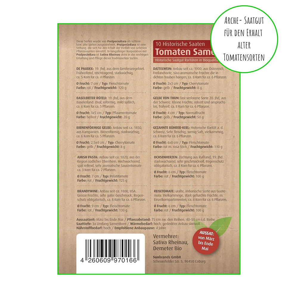 Tomatensamen Bio - 10 Alte Sorten in Einzelpackungen - Historisches Saatgut Set Tomaten, Saatgut Raritäten in Bioqualität, Samenfeste & Seltene Tomatensorten Für - Geschenkset