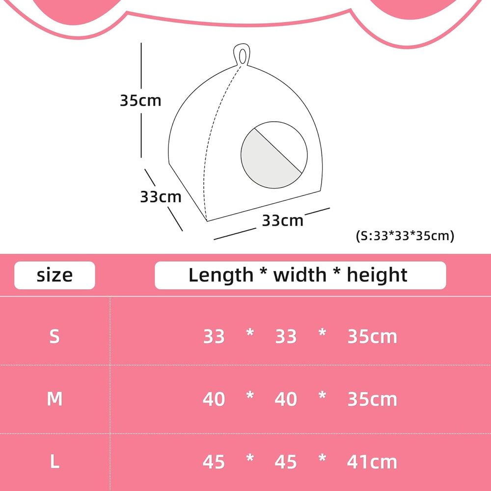 Katzenhöhle Plüsch Katzenhaus mit Waschbarem Kissen Faltbare Katzenzelt Höhle mit Handle Weiches und Warmes Katzenbett für Drinnen 33x33x35cm
