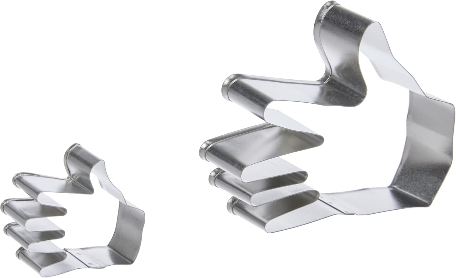 SC619 Forme de tăiat fursecuri și tort cu motiv de mână, dimensiuni mici și mari, asortate, oțel inoxidabil, argintiu, 10 x 2 x 9 cm, 2 bucăți