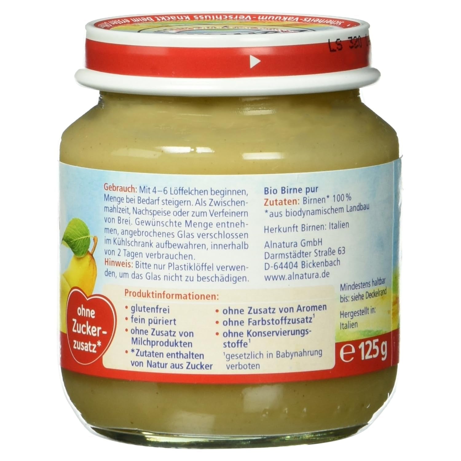 Bio Birne pure, nach dem 4. Monat, 125g