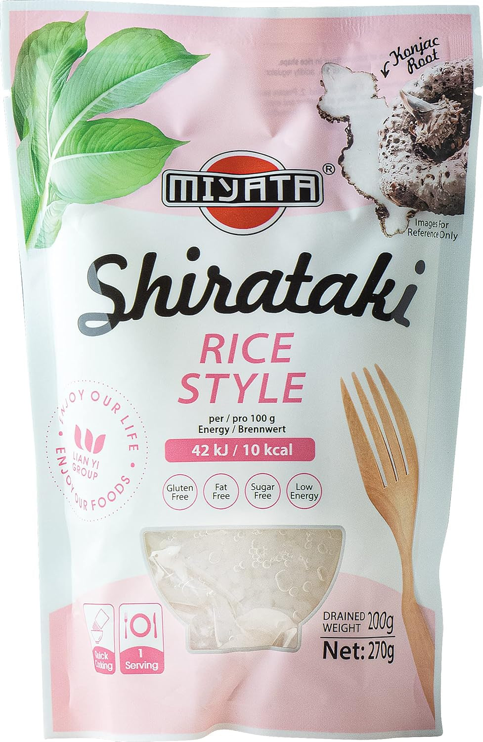 Shirataki stil Miyata ris lavet af konjac mel, 1 pakke (1 x 270g)