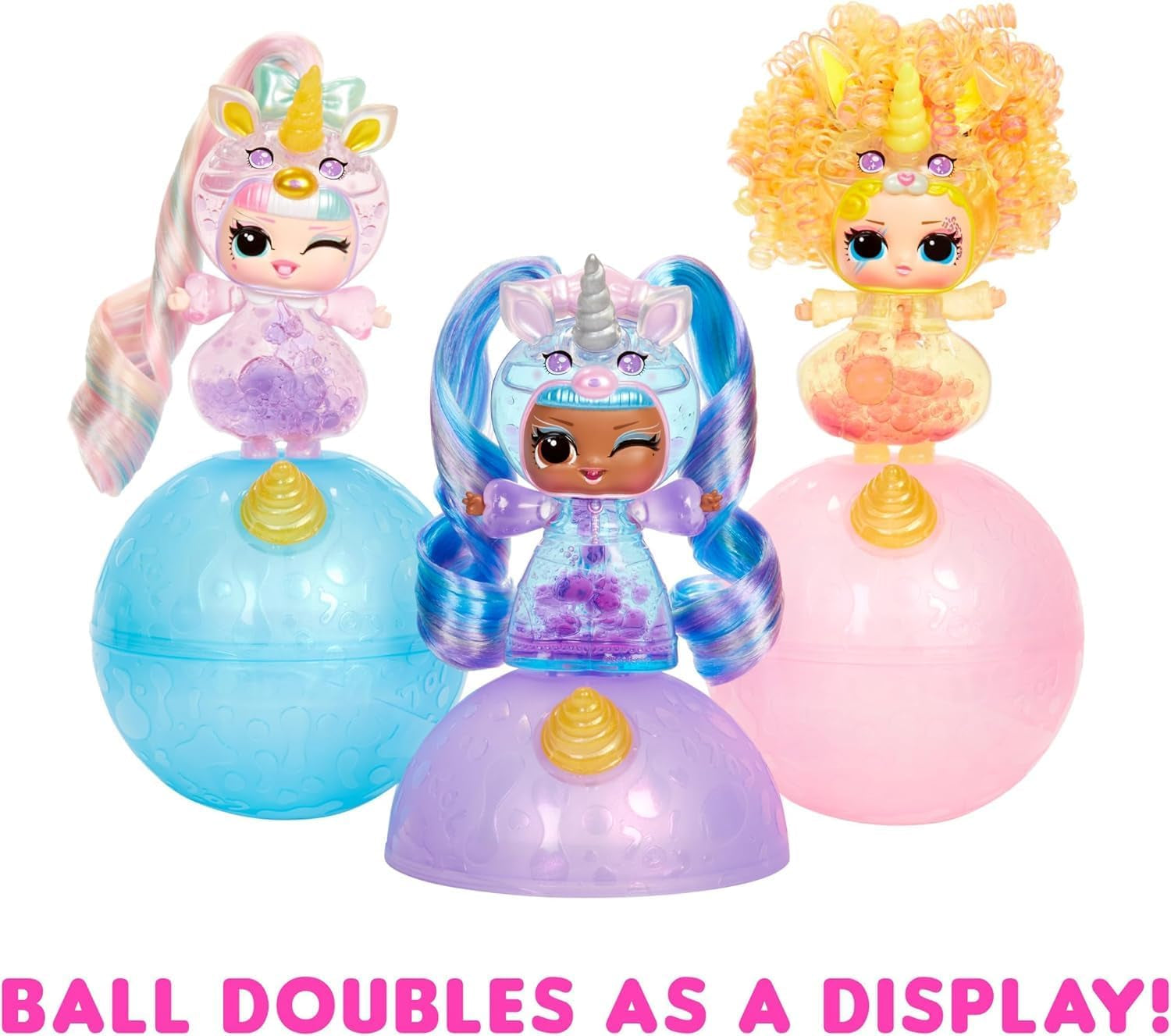 LOL Surprise! Unicorns Tots - Include 1 păpușă cu corp transparent și efect de lampă lava, ambalaj blindat, 8 păpuși de colecție, cu 2 amestecuri colorate, pentru copii cu vârsta de 4 ani și peste