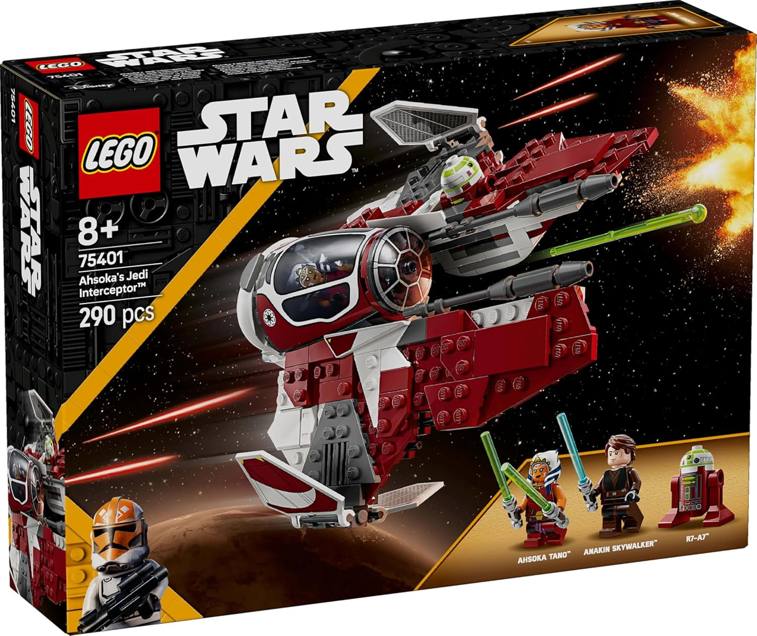 LEGO Star Wars 75401 Ahsokas Jedi Interceptor, Starfighter til Clone Wars-fans, Ahsoka Tano & Anakin Skywalker-minifigurer med lyssværd og R7-A7, til drenge og piger fra 8 år og opefter Byggesæt Beuche den LEGO-Store