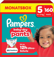 Pampers Baby-Dry Pants Größe 5, 160 Stück, 11kg-17kg, 360° auslaufsichere Passer til dag og nat