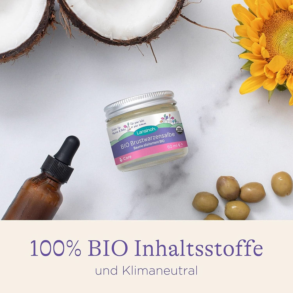 Lansinoh BIO Brustwarzensalbe, 60 Ml - Natürliche Pflege Empfindlicher Brustwarzen Und Trockener Haut - Klimaneutralt tilbehør Mad og amning Baby Naty Shop