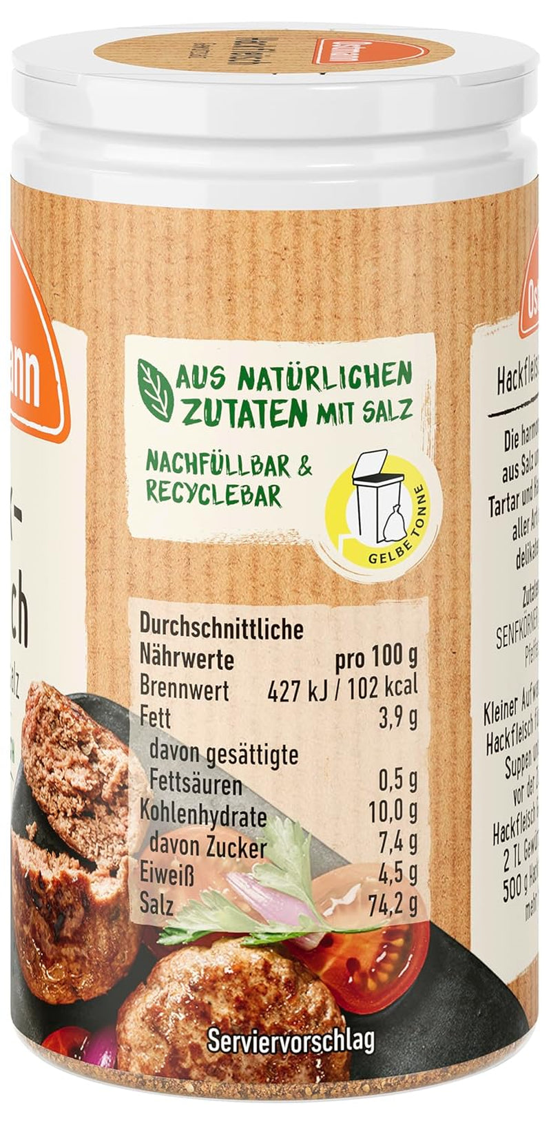 Ostmann Gewürze - Hackfleisch Gewürzsalz | Gewürz für Hackfleisch, Buletten eller Cevapcici | 60 g i Streudose
