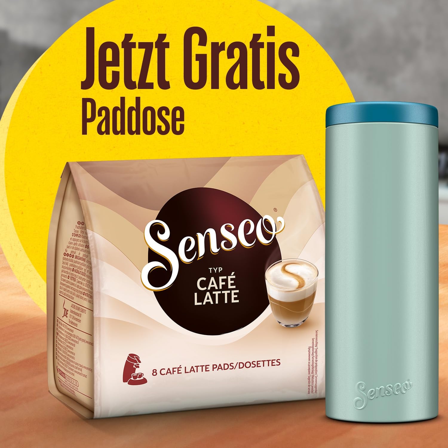 Senseo Pads Café Latte, 10 x 8 Getränke, 80 Kaffee Pos, iklusive Senseo Pad Dose
