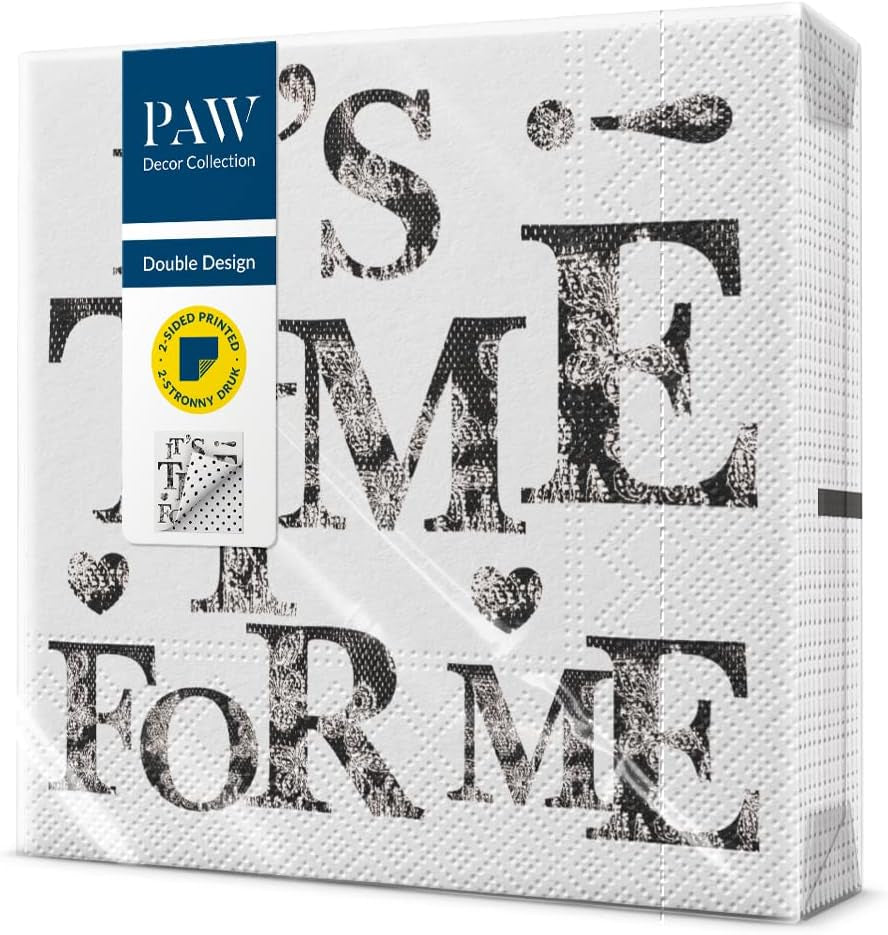 PAW - Șervețele față-verso 3 straturi (33 X 33 cm) I 20 bucăți I Perfect pentru zile de naștere, petreceri, nunți, comuniuni, sărbători I Decorațiuni de masă imprimate pe ambele părți - Flori boho păsări I Baloane dungate