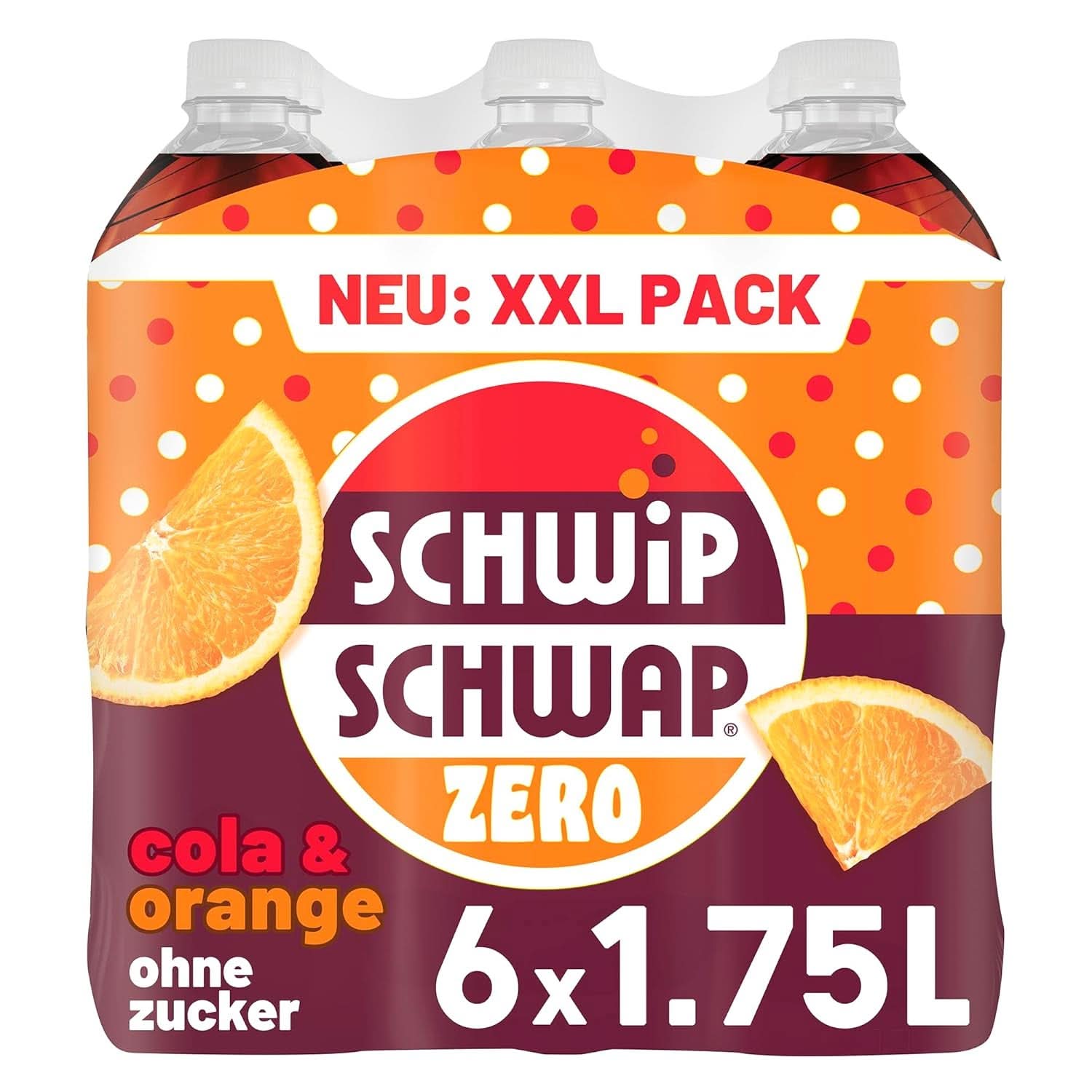SCHWIPSCHWAP ZERO - XXL PACK - Koffeinholdig cola sodavand med appelsiner, sæt 6 x 1,75 liter Naty Shop