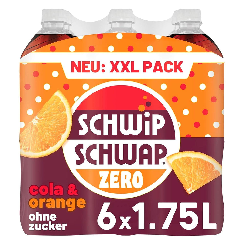 SCHWIPSCHWAP ZERO - XXL PACK - Koffeinholdig cola sodavand med appelsiner, sæt 6 x 1,75 liter Naty Shop