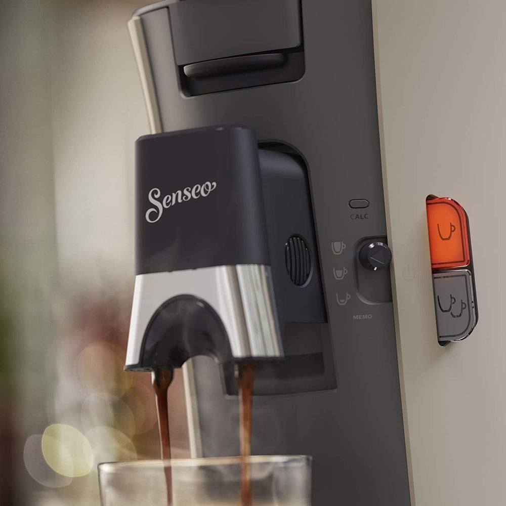 PHILIPS Senseo Select, Espressor cu capsule - Selecție a intensității cafelei Plus, Funcție Memo, Fabricat din plastic reciclat, 1450 wați, 0,9 l, Bej, (CSA240/30)