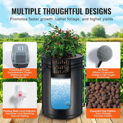 VEVOR DWC Hydroponic Grow System Dryp Pot Kit Hydroponic Grow Systems Dybvandsdyrkning 4 20L spande med luftpumpe Luftsten og vandstandsindikator til grønne bladgrøntsager