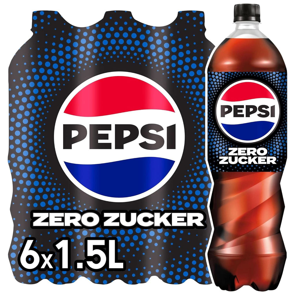Pepsi Zero Sugar, Sodavand uden sukker, koffeinholdig cola, sæt 6 x 1,25 liter Alkoholfri drikke Naty Shop Classic Version