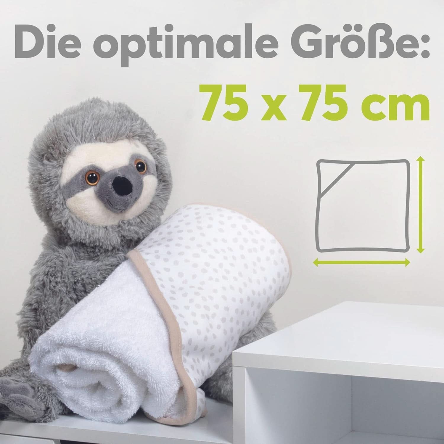Prosop cu glugă pentru copii | 75X75Cm | 100% bumbac | Oeko-TEX 100 | Furnizorul #1 pentru clinici | Unisex Mama si Copilul Naty Shop