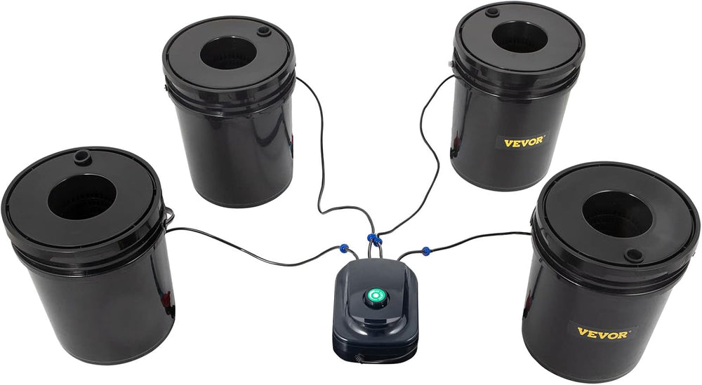 VEVOR DWC Hydroponic Grow System, Hydroponic Grow Systems, Dybvandsdyrkning 4 20 liters spande, DWC System med luftpumpe, luftsten og vandstandsindikator til bladgrøntsager